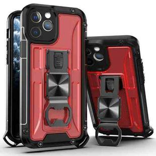 For iPhone 12 mini PC + TPU Shockproof Protective Case with Corkscrew Holder (Royal Red)