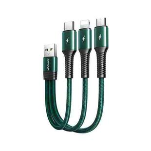 JOYROOM S-01530G9 3.5A 3 in 1 USB to Micro USB + USB-C / Type-C + 8 Pin Short Charging Cable(Green)