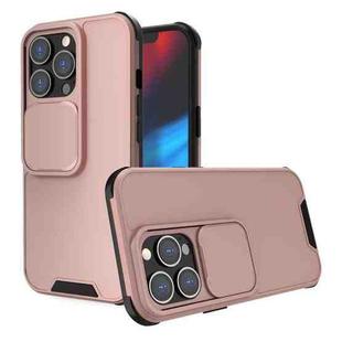 For iPhone 13 Pro Up and Down Sliding Camera Cover Design Shockproof TPU + PC Protective Case (Rose Gold)
