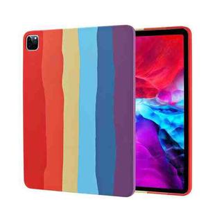 For iPad Pro 12.9 inch 2020 Rainbow Liquid Silicone + PC Shockproof Protective Tablet Case