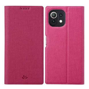 For Xiaomi Mi 11 Lite ViLi DMX Series Shockproof TPU + PU Leather Magnetic Attraction Horizontal Flip Case with Card Slot & Holder(Rose Red)