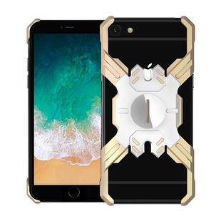 For iPhone 6 Plus / 6 Hero Series Anti-fall Wear-resistant Metal Protective Case with Bracket(Gold Silver)