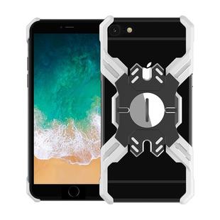 For iPhone 6 Plus / 6 Hero Series Anti-fall Wear-resistant Metal Protective Case with Bracket(Silver Black)
