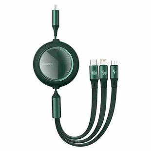 Baseus Bright Mirror 100W USB-C / Type-C to 8 Pin + USB-C / Type-C + Micro USB One-for-three Retractable Data Cable, Length: 1.2m(Dark Green)