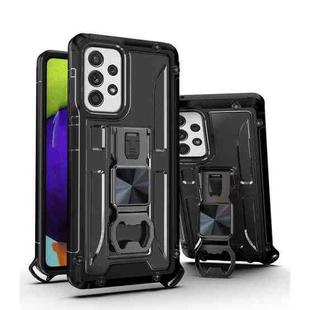 PC + TPU Shockproof Protective Case with Corkscrew Holder For Samsung Galaxy A52 5G / 4G(Transparent Black)