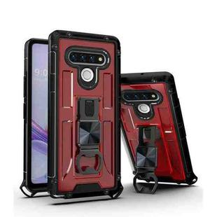 PC + TPU Shockproof Protective Case with Corkscrew Holder For LG Stylo 6(Royal Red)