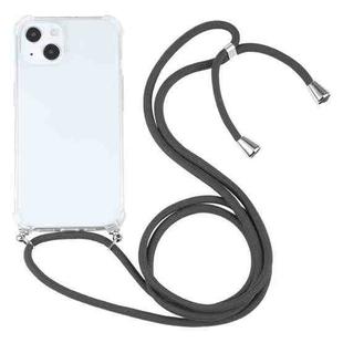 For iPhone 13 Four-corner Shockproof Transparent TPU Protective Case with Lanyard(Grey)