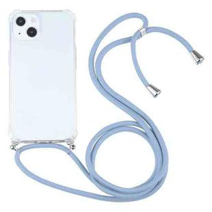 For iPhone 13 mini Four-corner Shockproof Transparent TPU Protective Case with Lanyard (Blue Grey)