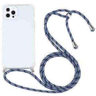 For iPhone 13 Pro Four-corner Shockproof Transparent TPU Protective Case with Lanyard (Colorful Blue)