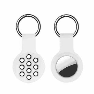 Dual-color Shockproof Silicone Protective Cover Case with Keychain Hook Loop For AirTag(White Black)