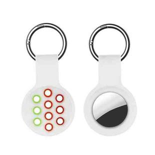 Dual-color Shockproof Silicone Protective Cover Case with Keychain Hook Loop For AirTag(White Green Red)