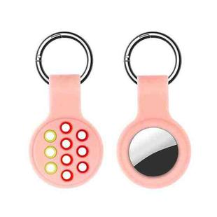 Dual-color Shockproof Silicone Protective Cover Case with Keychain Hook Loop For AirTag(Pink Green Red)