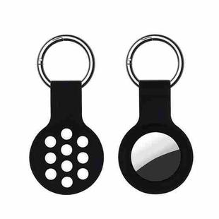 Dual-color Shockproof Silicone Protective Cover Case with Keychain Hook Loop For AirTag(Black White)