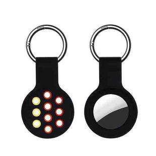 Dual-color Shockproof Silicone Protective Cover Case with Keychain Hook Loop For AirTag(Black Yellow Red)