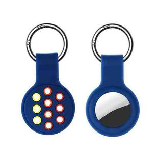 Dual-color Shockproof Silicone Protective Cover Case with Keychain Hook Loop For AirTag(Blue Yellow Red)