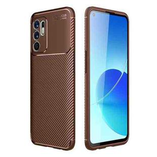 For OPPO Reno6 4G (Indonesia) Carbon Fiber Texture Shockproof TPU Case(Brown)