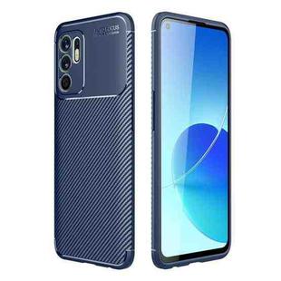 For OPPO Reno6 4G (Indonesia) Carbon Fiber Texture Shockproof TPU Case(Blue)