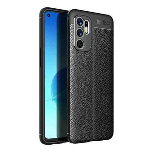 For OPPO Reno6 4G (Indonesia) Litchi Texture TPU Shockproof Case(Black)