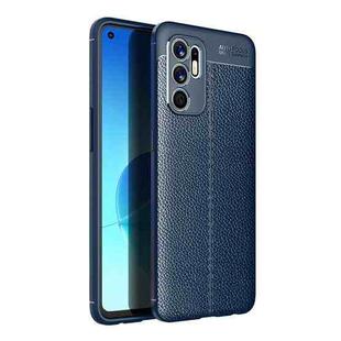 For OPPO Reno6 4G (Indonesia) Litchi Texture TPU Shockproof Case(Navy Blue)