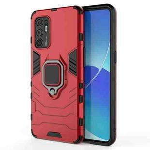 For OPPO Reno6 4G PC + TPU Shockproof Protective Case with Magnetic Ring Holder(Red)