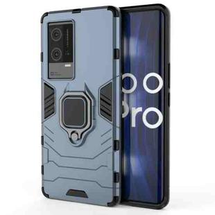 For vivo iQOO 8 Pro PC + TPU Shockproof Protective Case with Magnetic Ring Holder(Navy Blue)