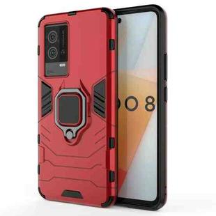 For vivo iQOO 8 PC + TPU Shockproof Protective Case with Magnetic Ring Holder(Red)