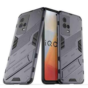 For vivo iQOO 8 Punk Armor 2 in 1 PC + TPU Shockproof Case with Invisible Holder(Grey)