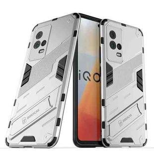 For vivo iQOO 8 Punk Armor 2 in 1 PC + TPU Shockproof Case with Invisible Holder(White)