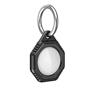 Octagonal Style Anti-scratch Shockproof Carbon Fiber TPU Case with Keychain Ring Loop For AirTag(Black)