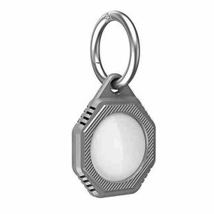 Octagonal Style Anti-scratch Shockproof Carbon Fiber TPU Case with Keychain Ring Loop For AirTag(Grey)