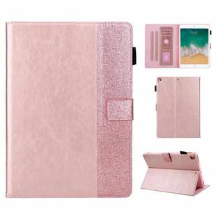 Glitter Powder Stitching Hot-pressed Changing PU Leather Case with Holder & Card Slots & Sleep / Wake-up Function For iPad 9.7 2018 / 2017(Pink)