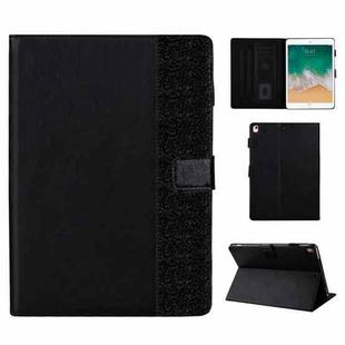 Glitter Powder Stitching Hot-pressed Changing PU Leather Case with Holder & Card Slots & Sleep / Wake-up Function For iPad 9.7 2018 / 2017(Black)