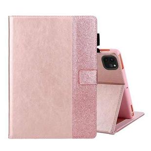 Glitter Powder Stitching Hot-pressed Changing PU Leather Tablet Case with Holder & Card Slots & Sleep / Wake-up Function For iPad 10.9 /Pro 11 2021/2020/2018(Pink)