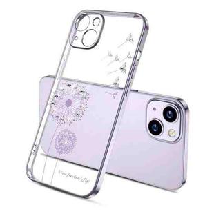 For iPhone 13 Electroplating Diamond Dandelion Pattern TPU Shockproof Protective Case(Purple)