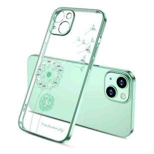 For iPhone 13 Pro Max Electroplating Diamond Dandelion Pattern TPU Shockproof Protective Case (Green)