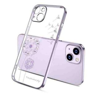 For iPhone 13 Pro Max Electroplating Diamond Dandelion Pattern TPU Shockproof Protective Case (Purple)