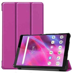 For Lenovo Tab M8 3rd Gen Custer Texture Horizontal Flip Leather Case with Three-folding Holder(Purple)