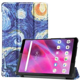 For Lenovo Tab M8 3rd Gen Colored Drawing Pattern Horizontal Flip Leather Case with Three-folding Holder(Starry Sky)