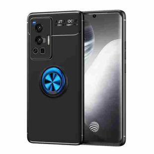 For vivo X70 Pro Metal Ring Holder 360 Degree Rotating TPU Case(Black+Blue)