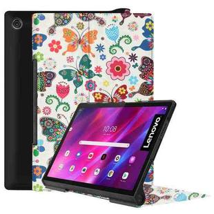 For Lenovo Yoga Tab 11 Custer Texture Coloured Drawing Pattern Horizontal Flip PU Leather Case with Holder & Sleep / Wake-up Function(Color Butterfly)
