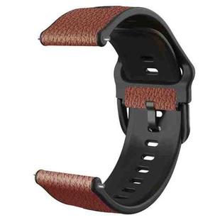 20mm Two-layer Cowhide Leather Watch Band(Brown)