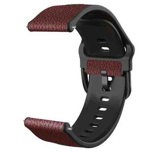 22mm Two-layer Cowhide Leather Watch Band(Dark Brown)