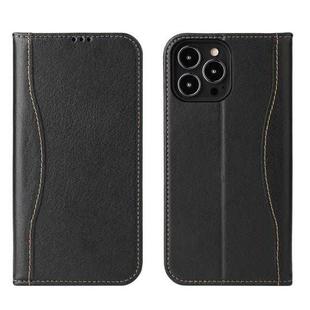 For iPhone 13 mini Genuine Leather Horizontal Flip Leather Case with Holder & Card Slots & Wallet (Black)