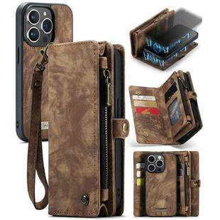 For iPhone 13 Pro Max CaseMe-008 Detachable Multifunctional Horizontal Flip Leather Case with Card Slot & Holder & Zipper Wallet & Photo Frame (Brown)