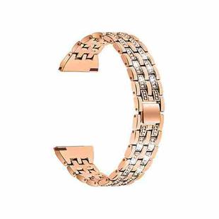 22mm For Samsung Smart Watch Double Rows Diamond Steel Watch Band(Rose Gold)