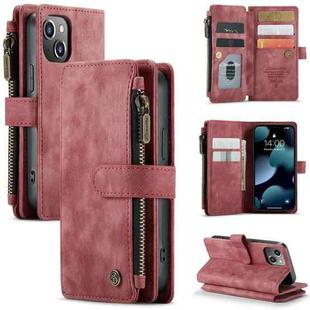 For iPhone 13 mini CaseMe-C30 PU + TPU Multifunctional Horizontal Flip Leather Case with Holder & Card Slot & Wallet & Zipper Pocket (Red)