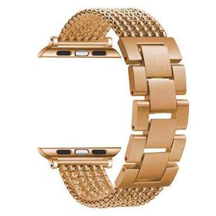 Six-chains Three-beads Steel Watch Band For Apple Watch Ultra 49mm&Watch Ultra 2 49mm / Series 9&8&7 45mm / SE 3&SE 2&6&SE&5&4 44mm / 3&2&1 42mm(Rose Gold)