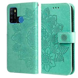 7-petal Flowers Embossing Pattern Horizontal Flip PU Leather Case with Holder & Card Slots & Wallet & Photo Frame For Infinix Hot 9 / Note 7 Lite / X655C(Green)