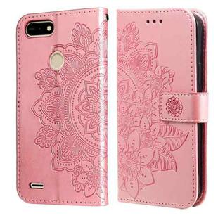 7-petal Flowers Embossing Pattern Horizontal Flip PU Leather Case with Holder & Card Slots & Wallet & Photo Frame For Tecno Pop 2 F / Pop 2 Power(Rose Gold)
