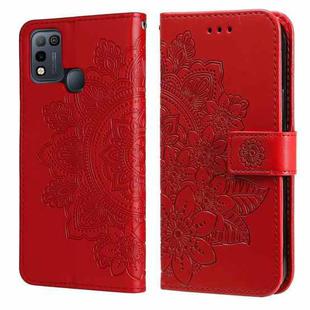 7-petal Flowers Embossing Pattern Horizontal Flip PU Leather Case with Holder & Card Slots & Wallet & Photo Frame For Infinix Smart 5 / Hot 10 Lite / X657(Red)